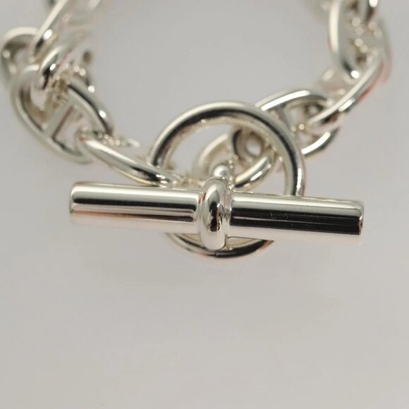 HERMES Chene Dunkle MM Bracelet Ag925 14 Links Silver Auth 132989M - Picture 5 of 12